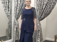 Navy Beaded Cape Gown – Couture Club | Formal Mother of the Bride Dress -1G126