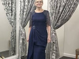 Navy Beaded Cape Gown – Couture Club | Formal Mother of the Bride Dress -1G126