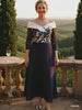 Veni Infantino Tea length Crepe and lace dress - 992352 - Navy and Ivory