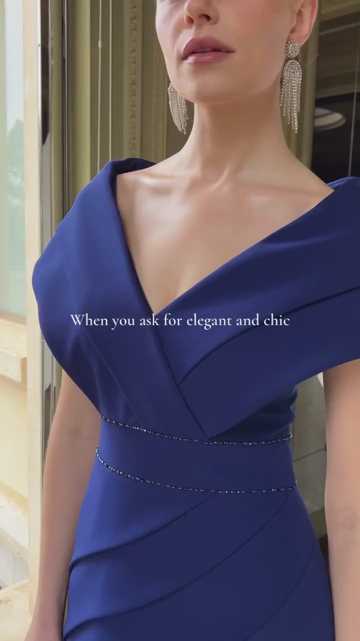 Couture Club 1G210 Royal Blue Crepe Gown – Mother of the Bride or Groom
