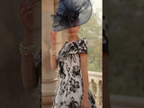 Veni Infantino Silver & Navy Brocade Fit and Flare Dress - Perfect for Mothers of the Bride -992560