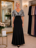 Lewis Henry black and ivory mother of the bride gown with draped cowl neckline and bias cut skirt Australia