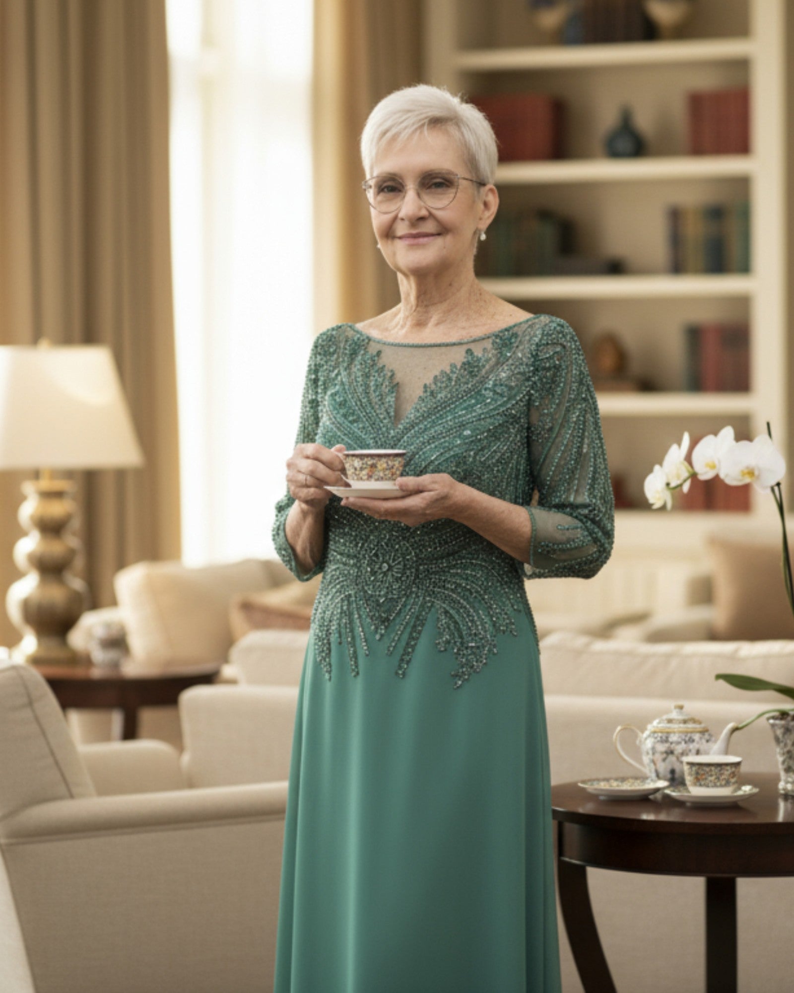 Teal Mother of the Bride Dress