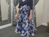 Spanish Designer Navy Jersey and Organza Dress, part of our Couture Club designer Dress collection - 7G153