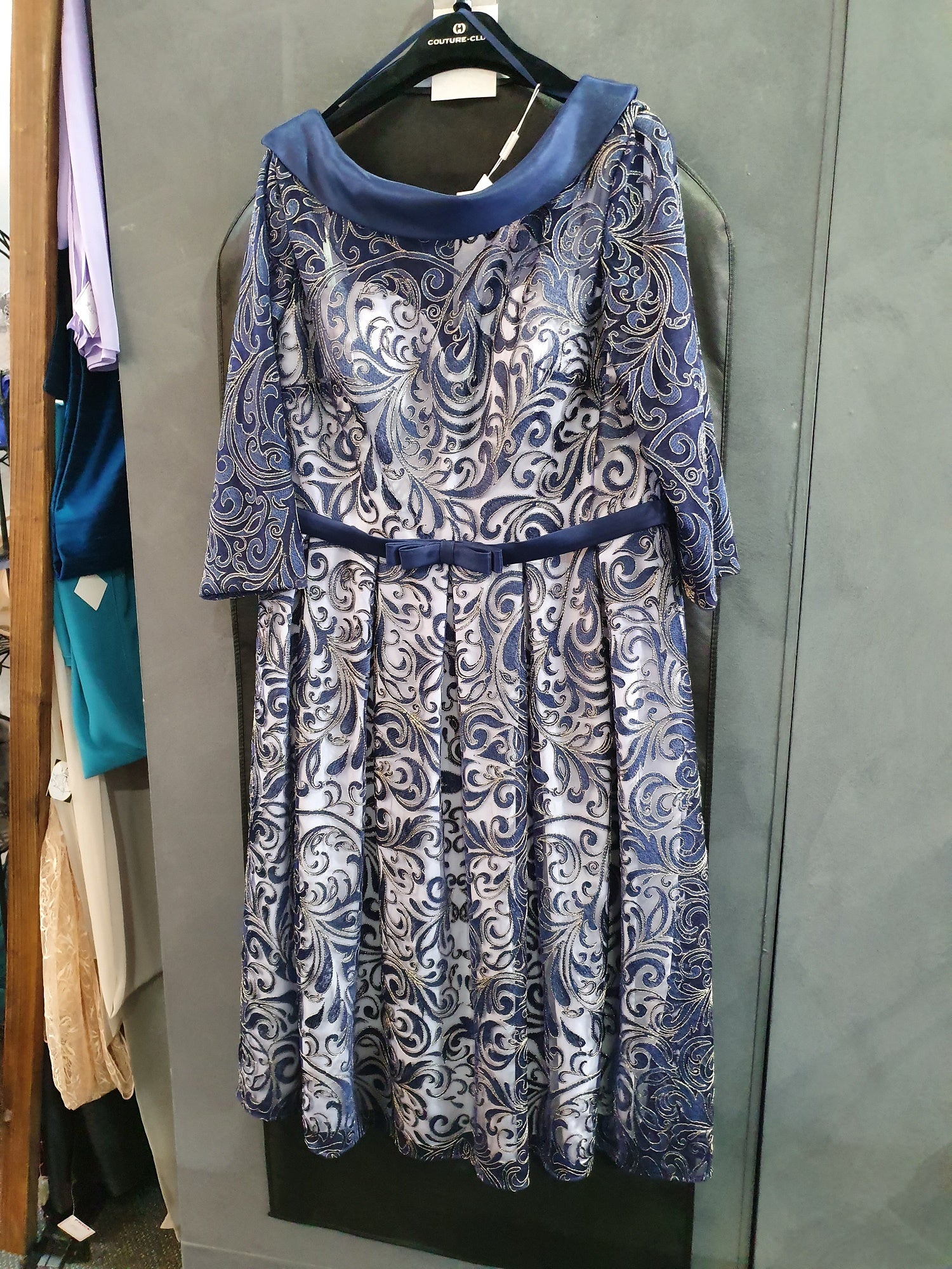 Couture Club - Dress - 4G150 -silver & navy - Ever Elegant