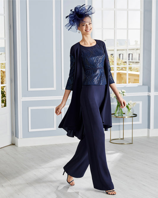 Couture Club - Pantsuit - 4G343 - Navy or Taupe - Ever Elegant