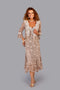 Cappuccino Tea-length godet hemline dress with wide straps and jacket
