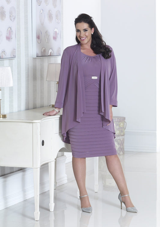 DU 183 - Elegant Dusty Mauve Dress and Jacket Set DU 183 - Elegant Dusty Mauve Dress and Jacket Set